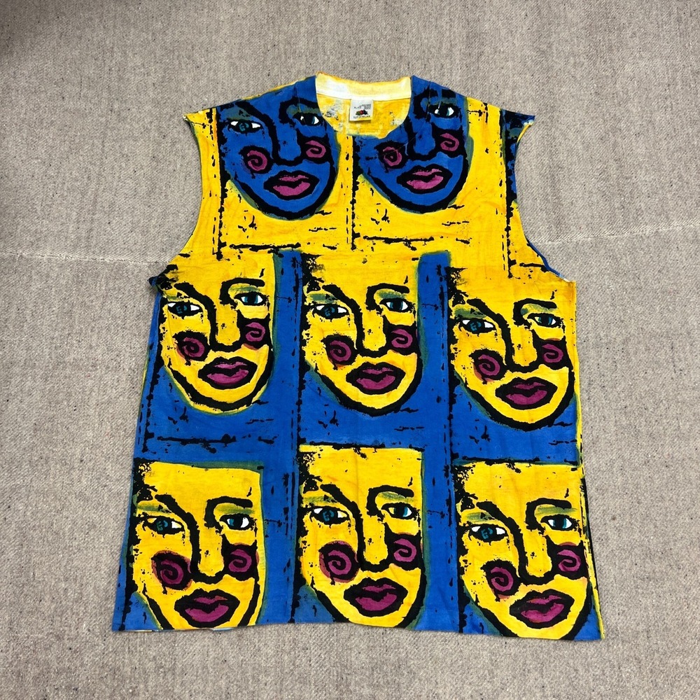 Vintage Blistering Barnacles Shirt Mens XL Yellow 1990s All Over Print Art